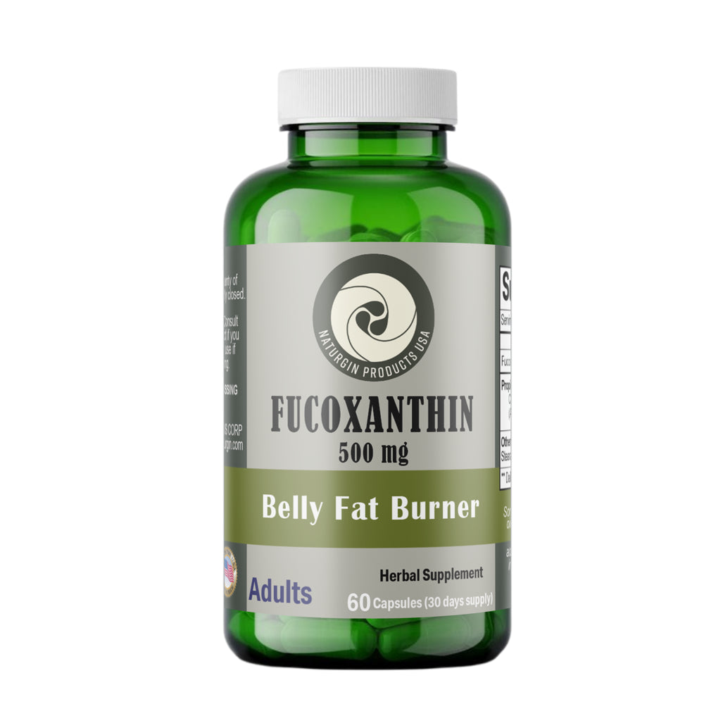 NATURGIN PRODUCTS USA Fucoxanthin 10% Veggie -Belly Fat Burner Booster, Non-Gmo, Gluten Free, 60 Capsules X 600Mg