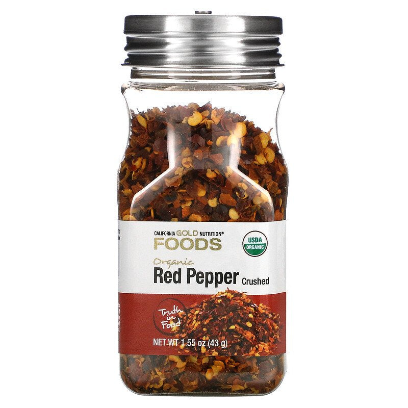 California Gold Nutrition, FOODS - Organic Crushed Red Pepper, 1.55 Oz Pack of 4