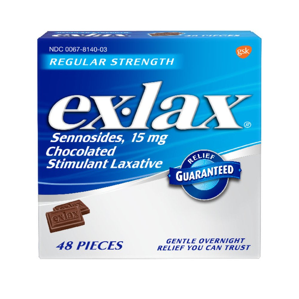 Ex-Lax Regular Strength Chocolated Stimulant Laxative Constipation Relief Pills for Occasional Constipation - 48 Count