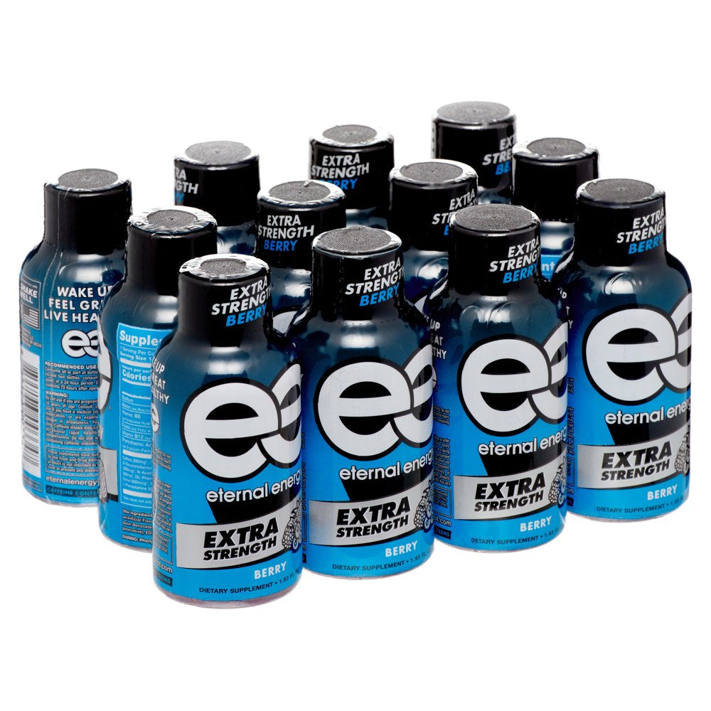 Eternal Energy Shot, Extra Strength, Berry 1.93 Oz, 12 Count