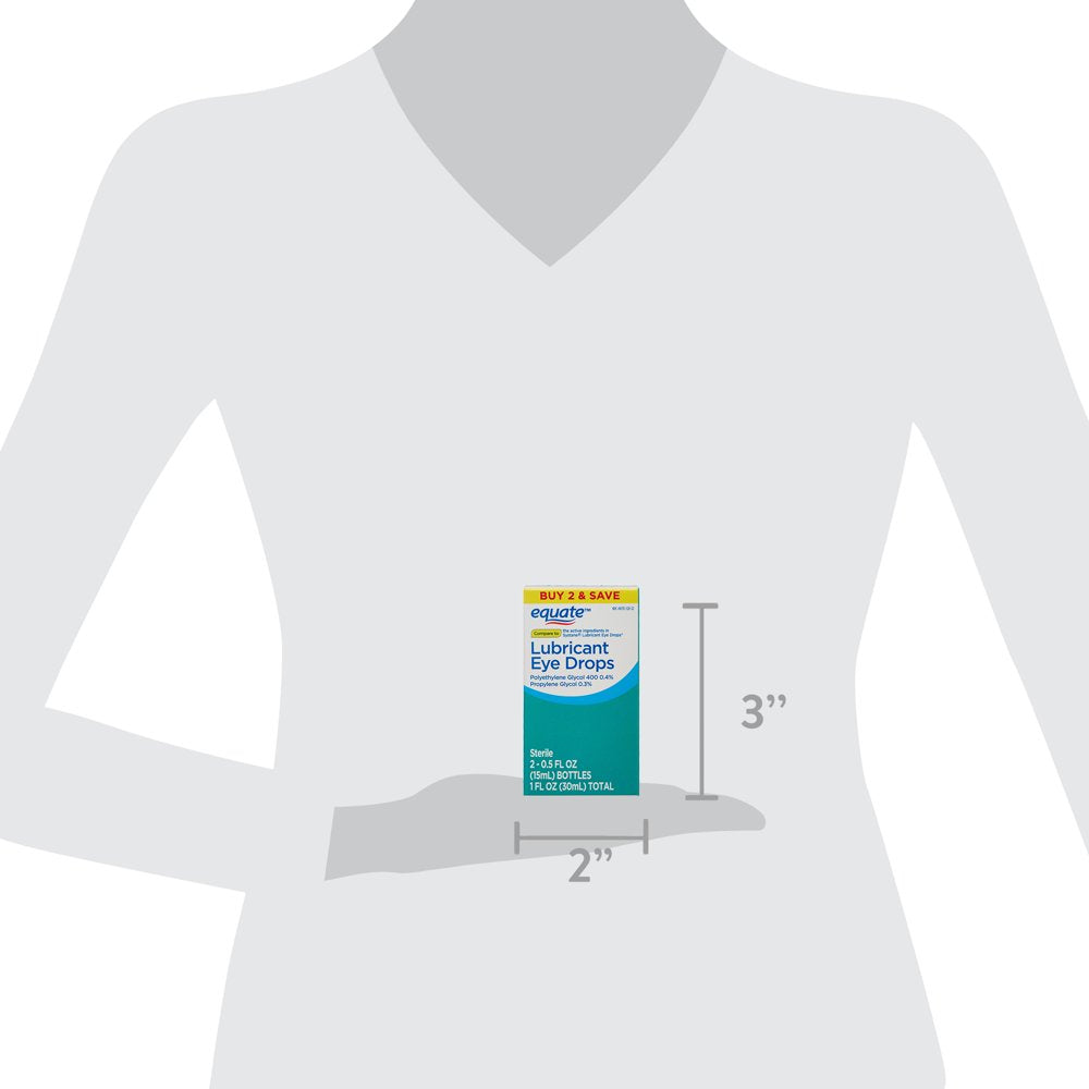 Equate Lubricant Eye Drops, 0.5 Fl Oz, Twin Pack