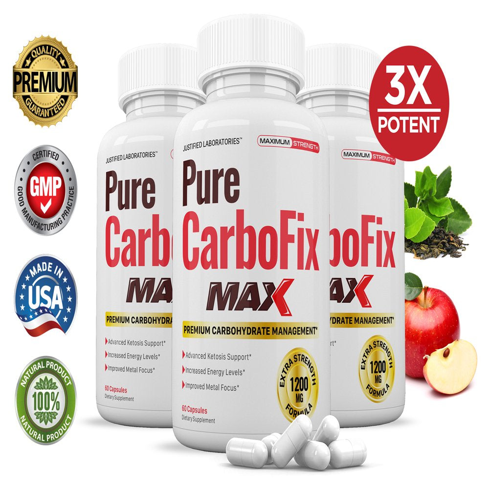 (3 Pack) Pure Carbo Fix Max 1200MG Diet Pills Weight Loss Supplement 180 Capsules - Nutricity.com.au