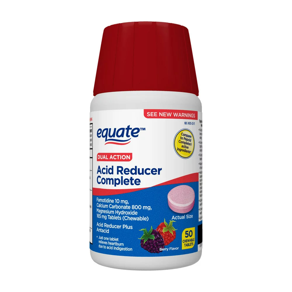 Equate Dual Action Acid Reducer Complete Tablets, Berry,50 Count
