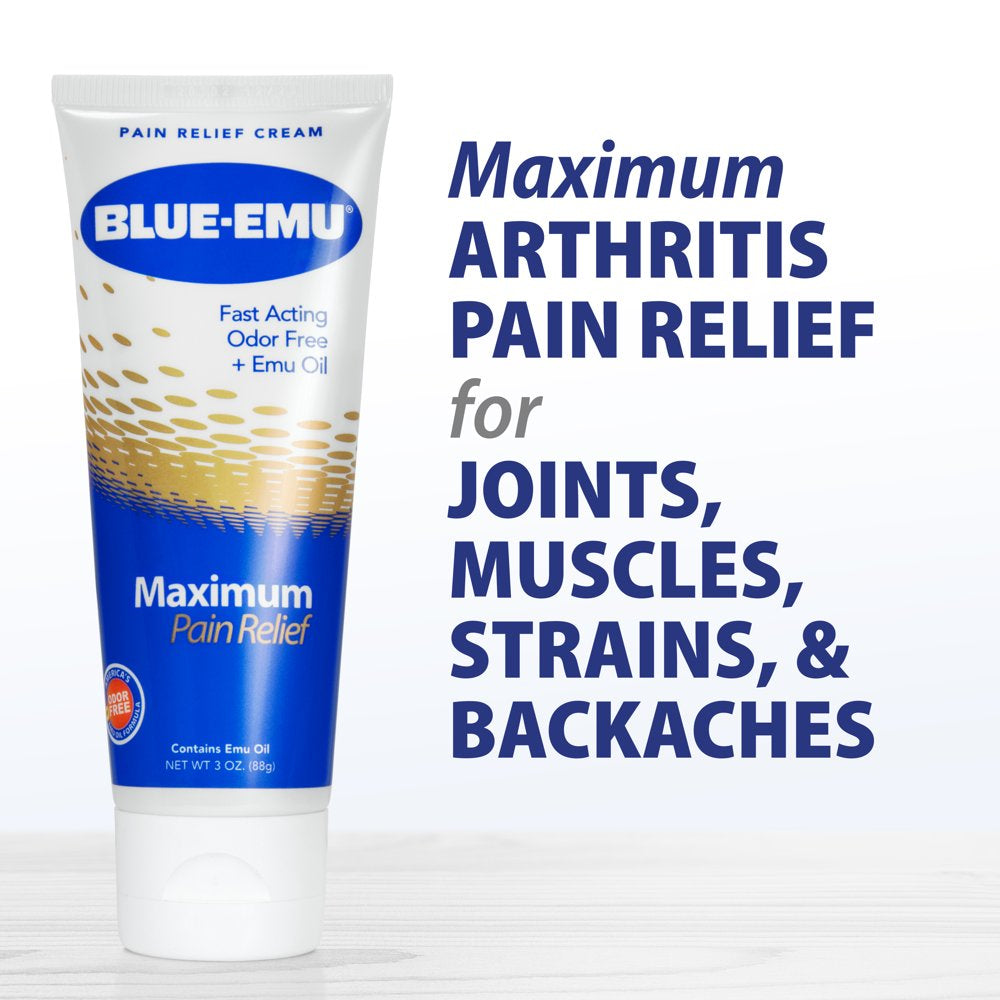 Blue-Emu Maximum Pain Relief Cream for Arthritis, Muscles, and Joints, 3 Oz