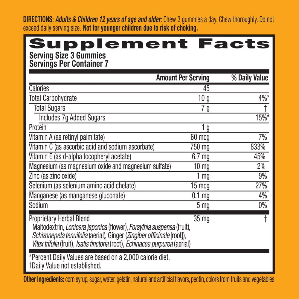 Airborne 750Mg Vitamin C Immune Support Gummies, Assorted Fruit Flavor, 21 Count