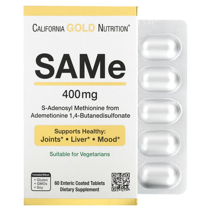 California Gold Nutrition Same (Butanedisulfonate), 400 Mg, 60 Enteric Coated Tablets