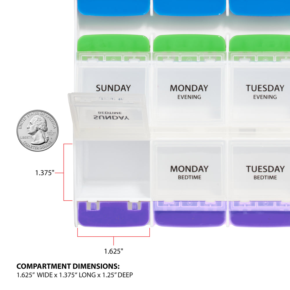 Ezy Dose Weekly (4X/Day) Push Button Pill Organizer (3XL)