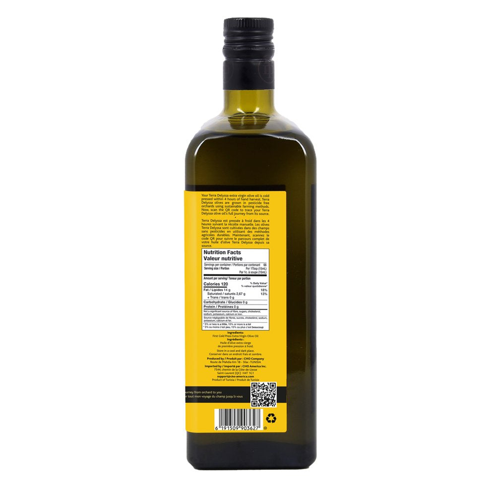 Terra Delyssa Extra Virgin Olive Oil, 34 Fl Oz Glass