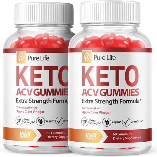 (2 Pack) Pure Life Keto ACV Gummies - Supplement for Weight Loss - Energy & Focus Boosting Dietary Supplements for Weight Management & Metabolism - Fat Burn - 120 Gummies - Nutricity.com.au