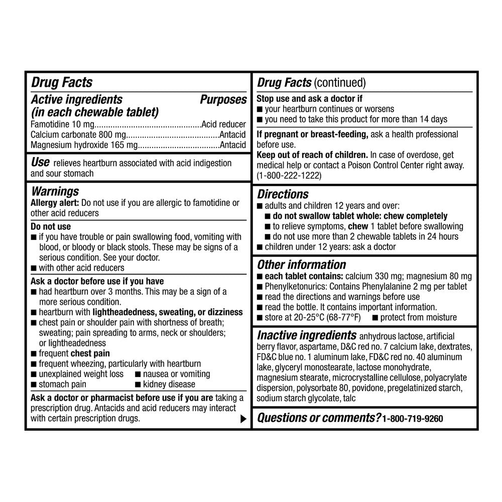 Equate Dual Action Acid Reducer Complete Tablets, Berry,50 Count