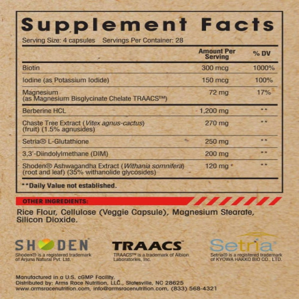 Arms Race Nutrition STABALIZE (HERS) Female Hormone Health Support (112 Vegetable Capsules)