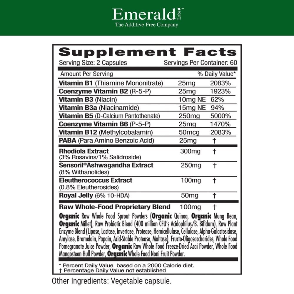 Emerald Labs - Coenzymated Adrenal Health - 120 Vegetarian Capsules
