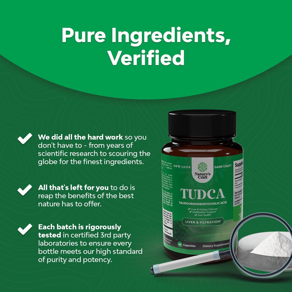 Advanced Bile Salt TUDCA Supplement - Extra Strength TUDCA 500Mg per Serving Bile Salts for Gallbladder Kidney and Liver Support - High Purity Tauro Ursodeoxycholic Acid Liver and Gallbladder Cleanse