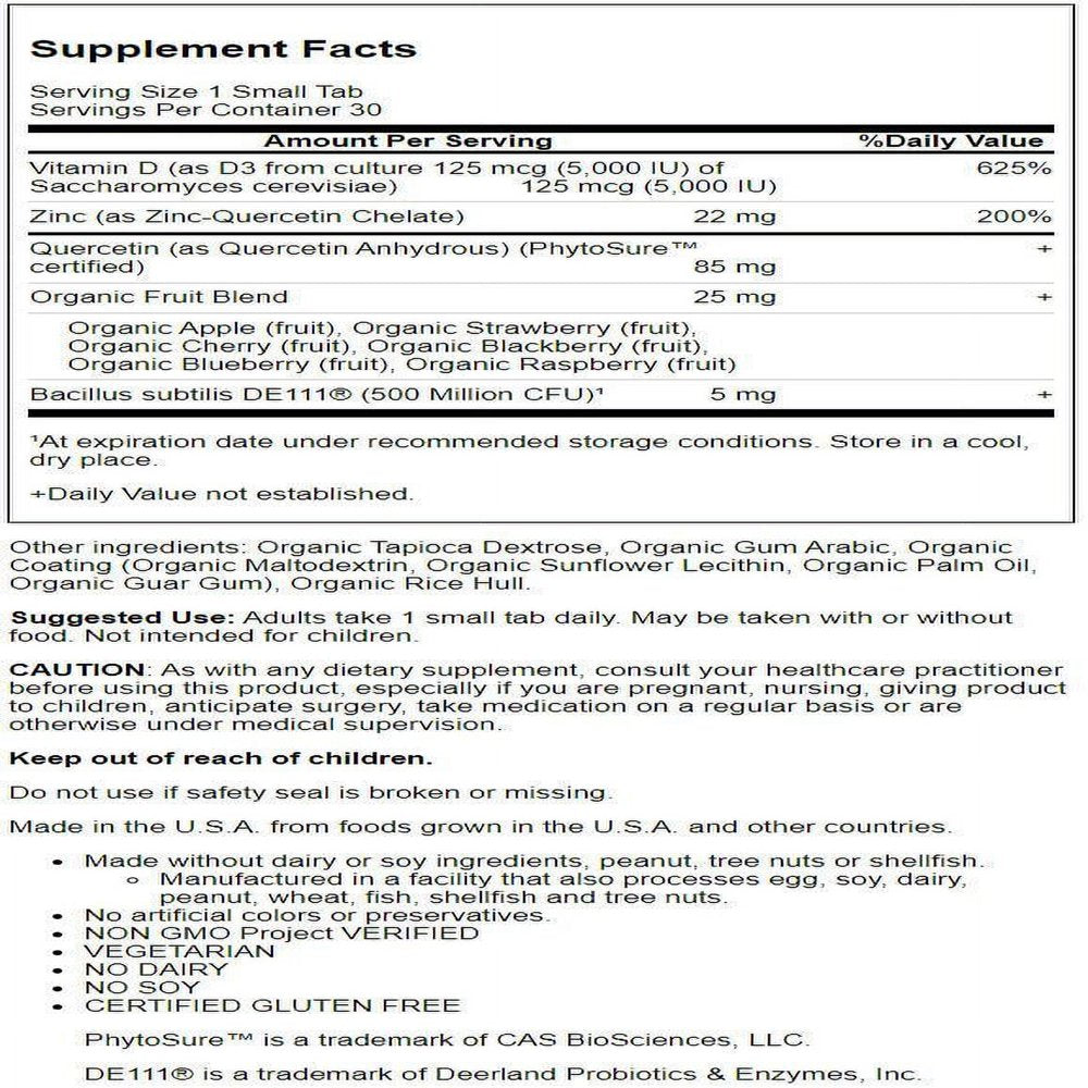 Garden of Life Dr. Formulated, Vitamin D3 & Zinc, 30 Small Tabs
