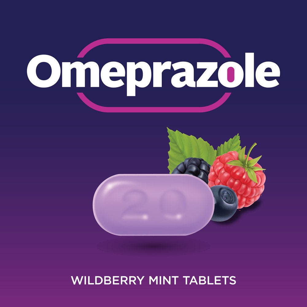 Equate Omeprazole Delayed Release Coated Tablets 20 Mg, Wildberry Mint, 14 Count, 3 Pack