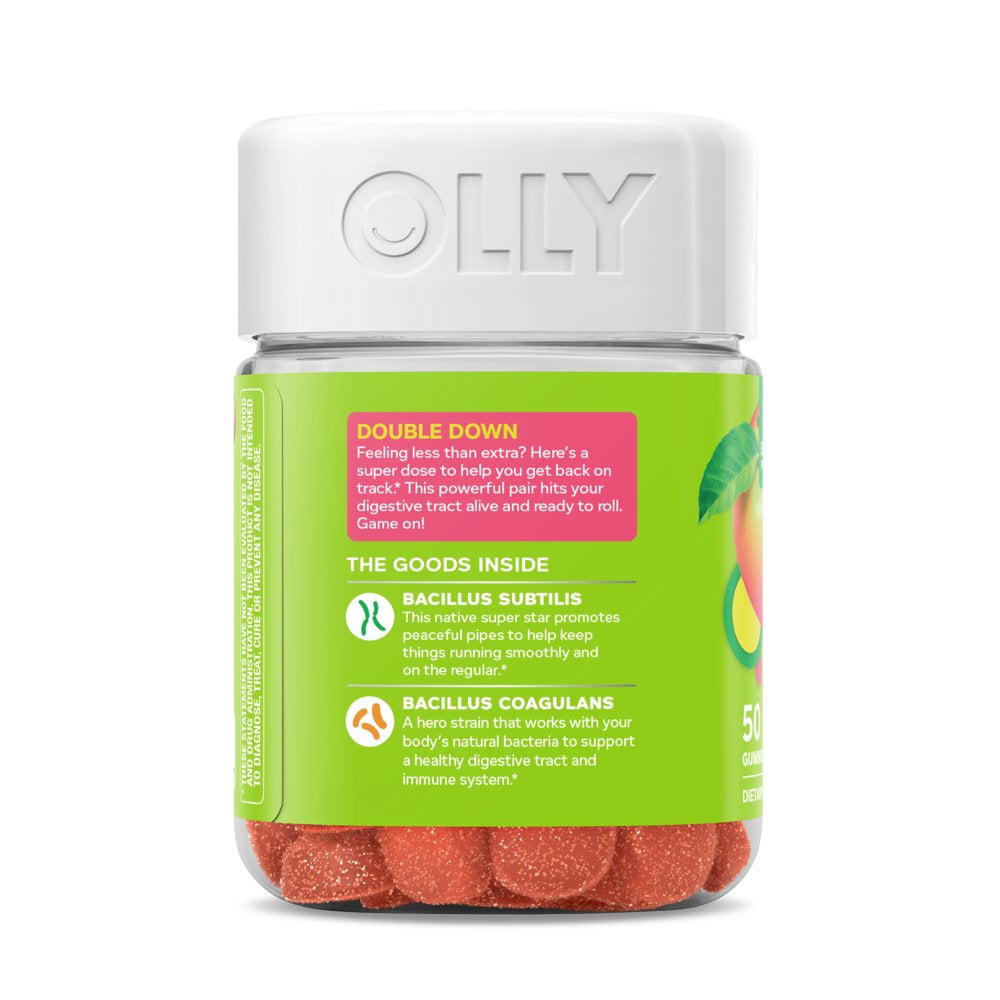 OLLY Extra Strength Probiotic Gummy, 6 Billion Cfus, 2 Strains, Supplement, Apple, 50 Ct