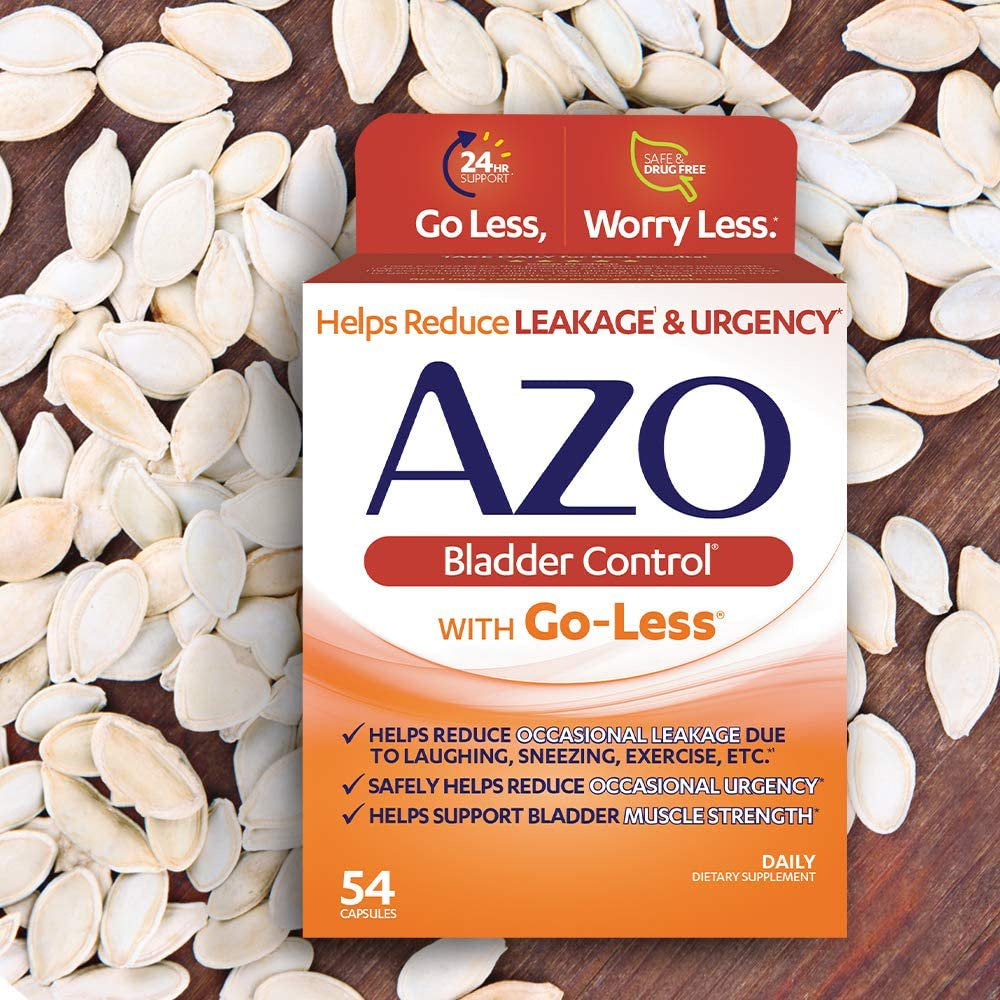 AZO Bladder Control with Go-Less Daily Supplement, Helps Reduce Occasional Urgency* and Leakage†††, 54 Count Capsules