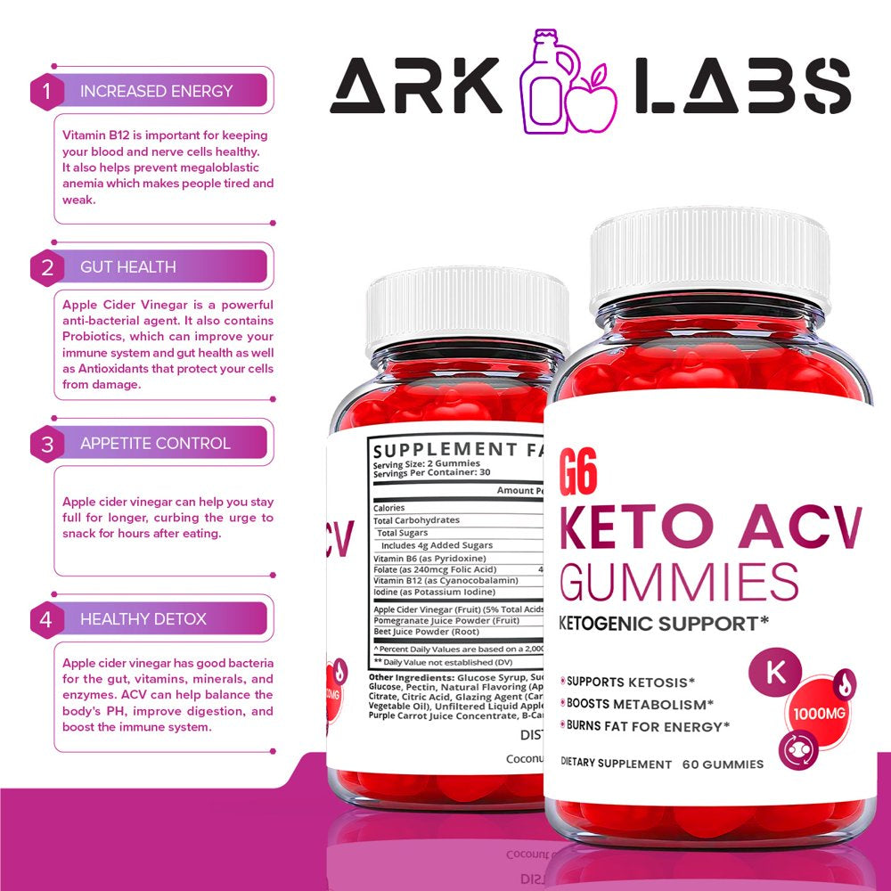 (2 Pack) G6 Keto ACV Gummies - Supplement for Weight Loss - Energy & Focus Boosting Dietary Supplements for Weight Management & Metabolism - Fat Burn - 120 Gummies - Nutricity.com.au