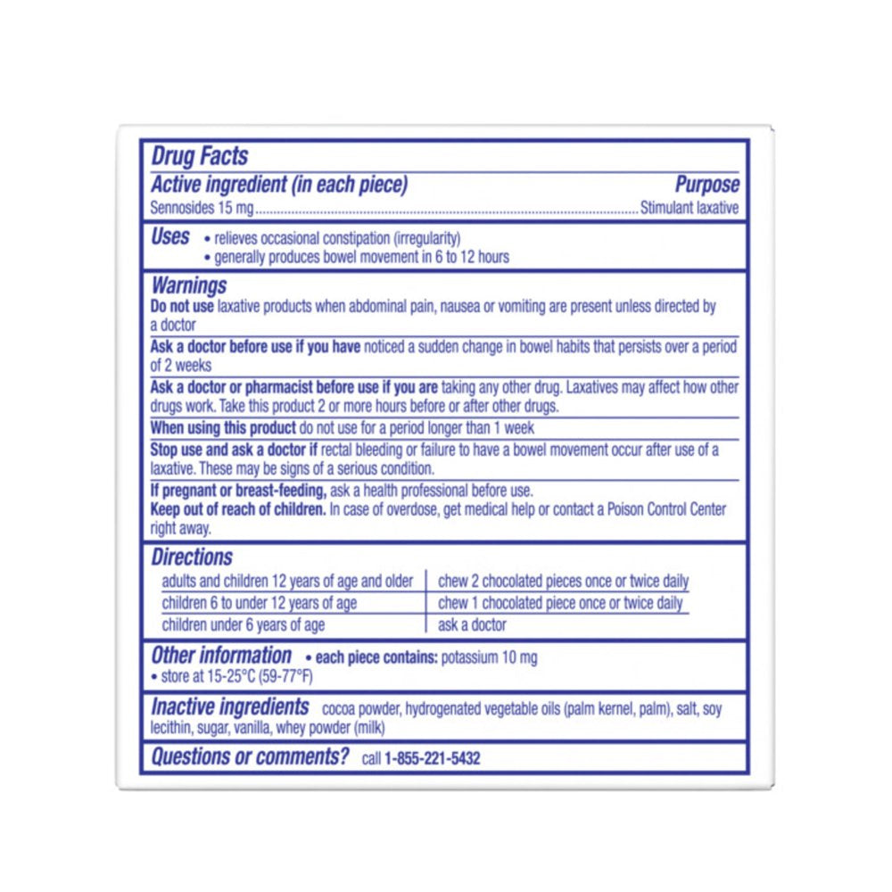 Ex-Lax Regular Strength Constipation Stimulant Laxative Chocolate Pieces, 24 Count