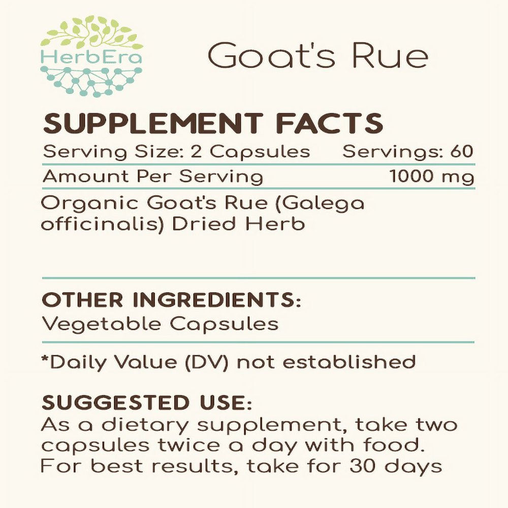 Goat'S Rue 120 Capsules, 500 Mg, Organic Goat'S Rue (Galega Officinalis) Dried Herb
