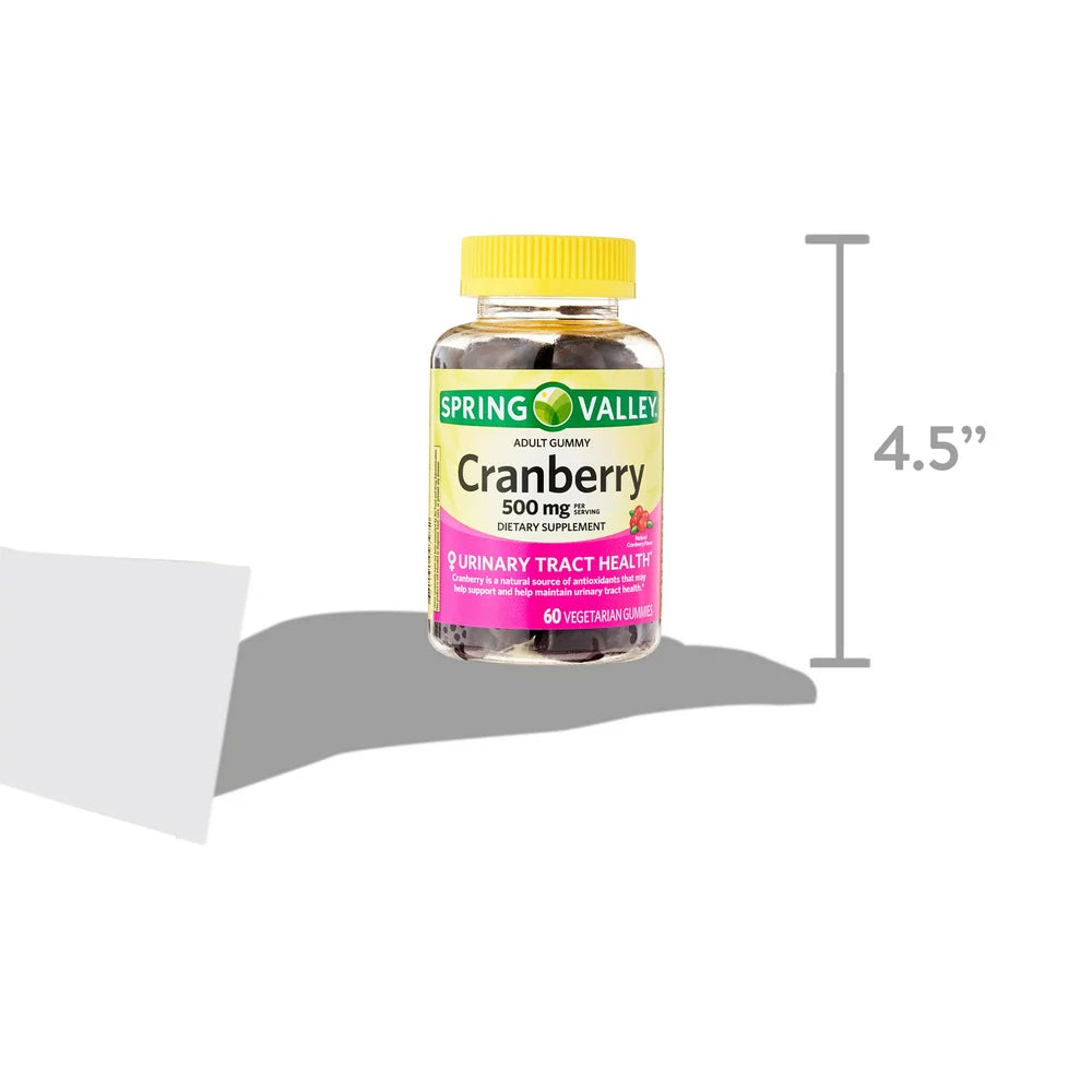 Spring Valley Cranberry Gummies Dietary Supplement, 500 Mg, 60 Count