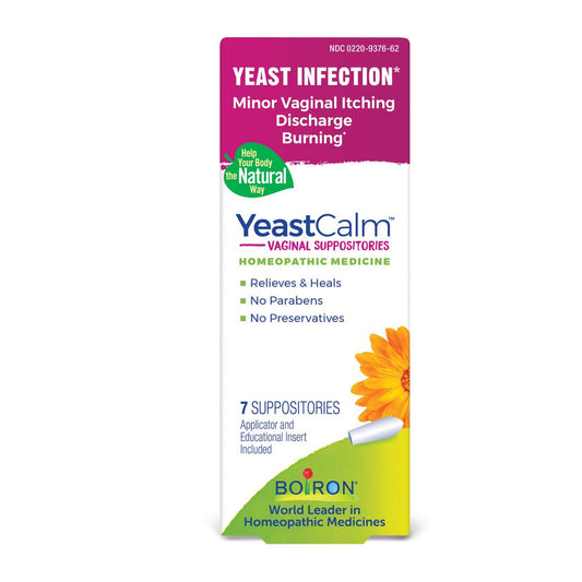 Boiron Yeastcalm, Homeopathic Medicine for Yeast Infection Relief, Minor Vaginal Itching, Burning, Discomfort, 7 Suppositories Form