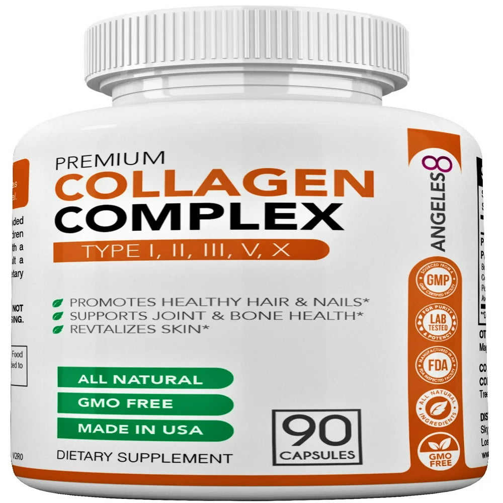 All-Natural Hydrolyzed Collagen Peptides for Skin, Joints, and Muscles (Types I, II, III, V, X)