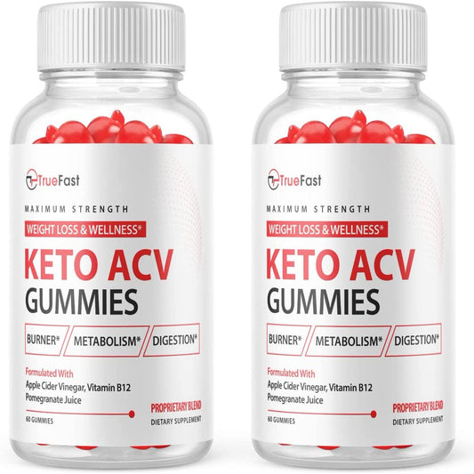 (2 Pack) True Fast Keto ACV Gummies - Supplement for Weight Loss - Energy & Focus Boosting Dietary Supplements for Weight Management & Metabolism - Fat Burn - 120 Gummies - Nutricity.com.au