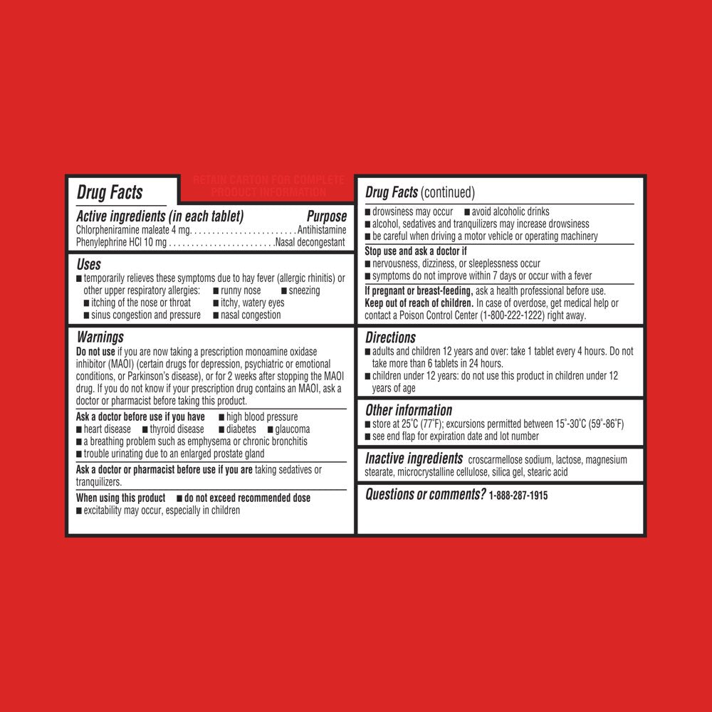 Equate Sinus & Allergy Suphedrine PE Nasal Decongestant Tablets, 24 Count