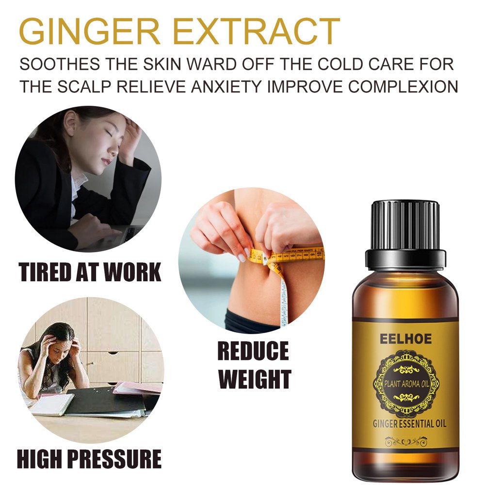Belly Drainage Ginger Oil,Slimming Tummy Ginger Oil,Natural Drainage Ginger Oil Essential Relax Massage Liquid,Body Massage Organic Ginger Essential Oil for Swelling and Pain Relief,1 Bottle