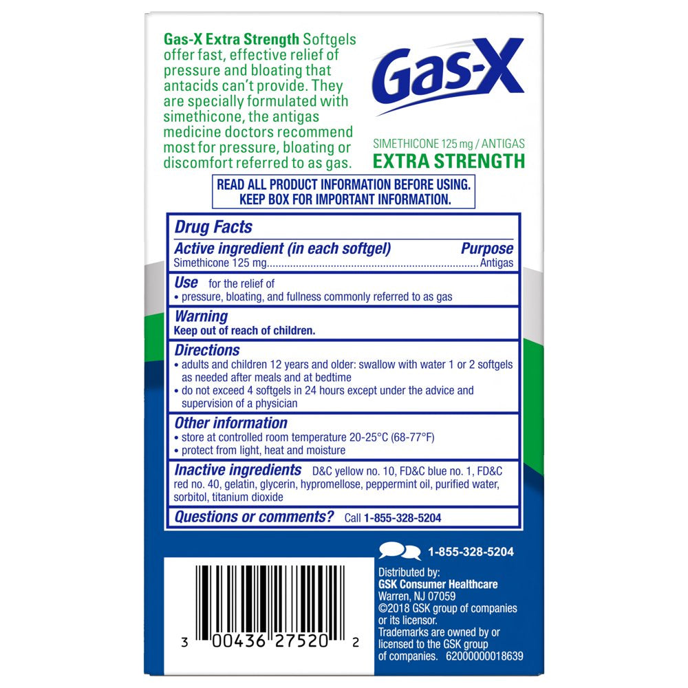 Gas-X Extra Strength Gas Relief Softgels with Simethicone 125 Mg - 20 Count