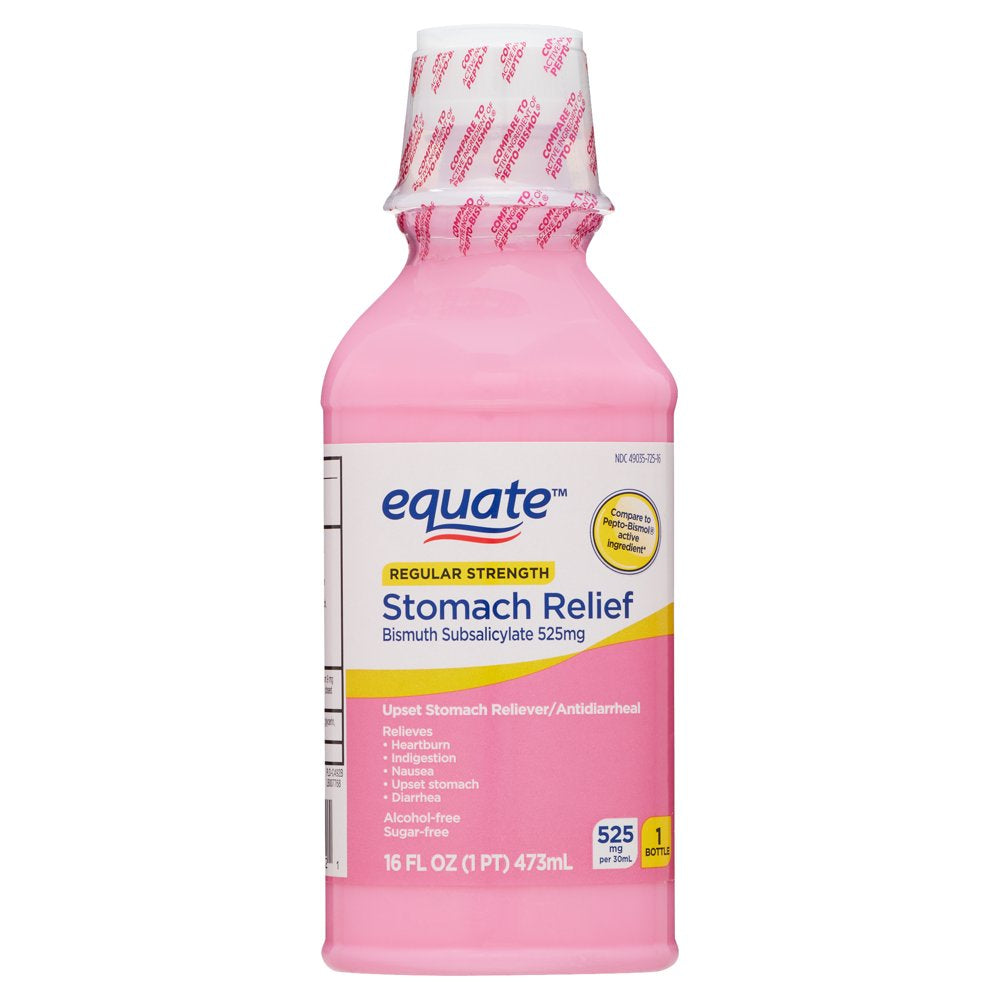 Equate Upset Stomach Relief Bismuth Liquid, Regular Strength, 16 Fl Oz