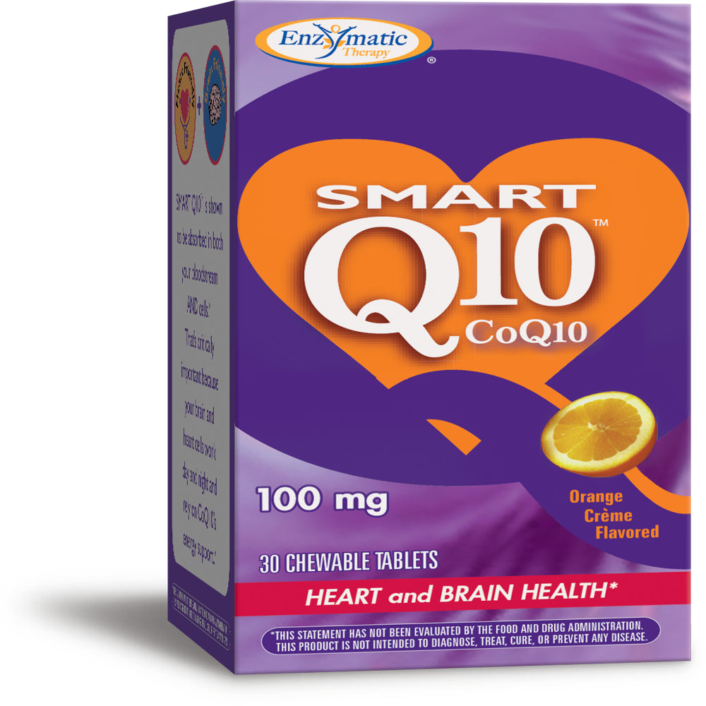 Enzymatic Therapy SMART Q10 Coq10 Chewable Tablets, Orange Créme, 30 Ct