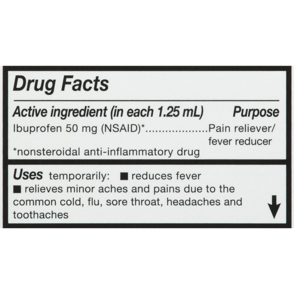 Equate Concentrated Infants' Drops Ibuprofen Oral Suspension, Berry Flavor, 1 Fl Oz