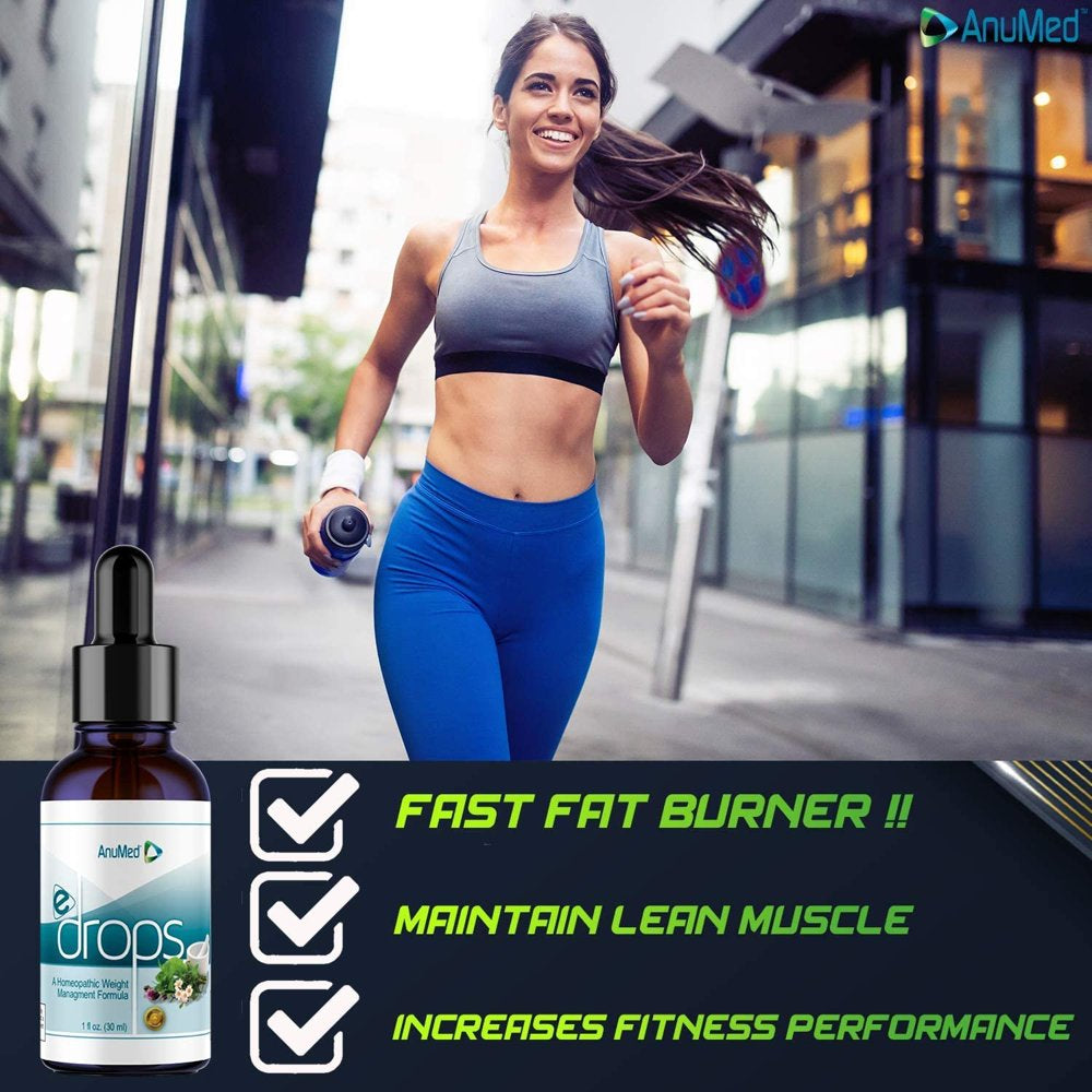 Anumed E-Drops Premium Fast Fat Burner Metabolism & Energy Booster Control Hunger Super Fast Transformation Healthy Weight Loss Drops All Natural Vegan & Keto-Friendly for Women & Men 2Oz