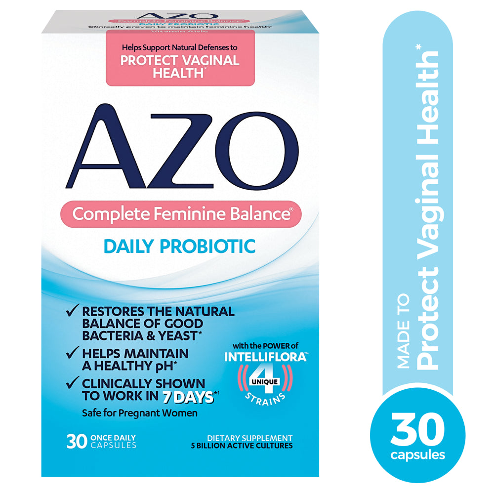 AZO Complete Feminine Balance, Female Probiotic Supplement, 30 Ct