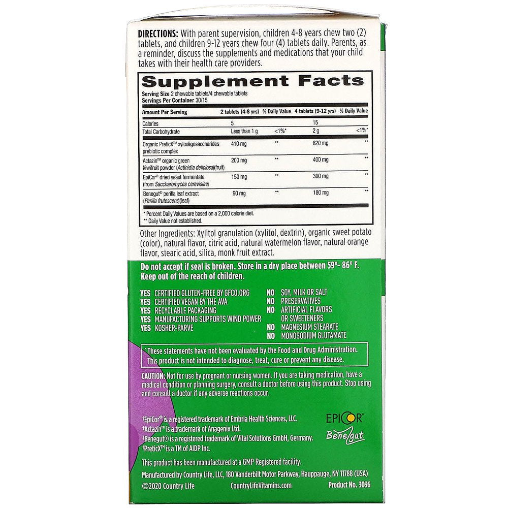 Country Life Gut Connection Kids Digestivebalance 60 Tabs