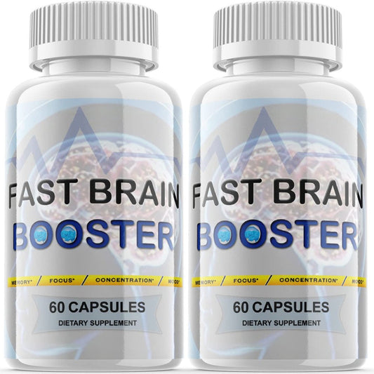 (2 Pack) Fast Brain Booster - Dietary Supplement for Focus, Memory, Clarity, & Energy - Advanced Cognitive Support Formula for Maximum Strength - 120 Capsules - Nutricity.com.au