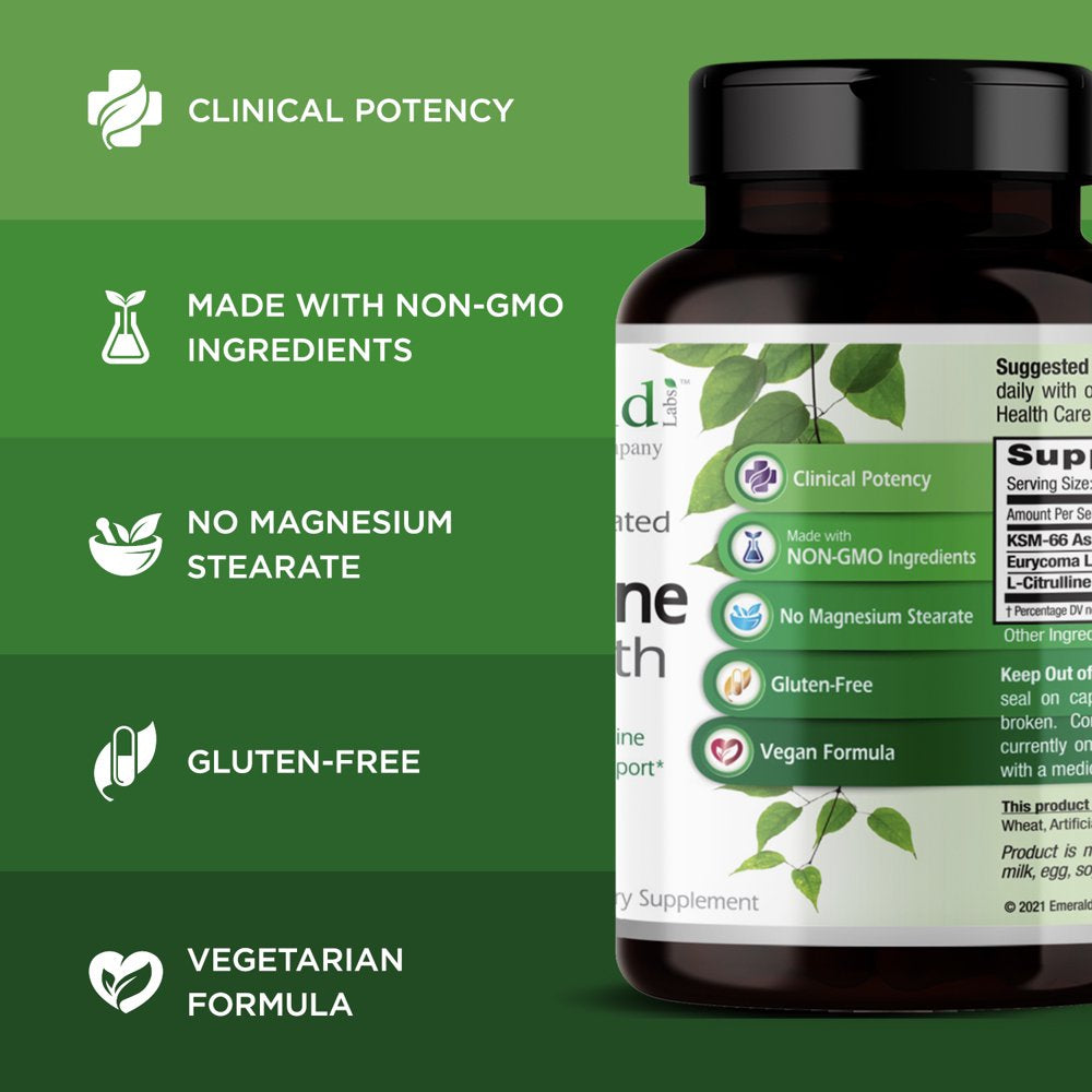 Emerald Labs Testosterone Health - E. Longifolia, KSM-66, and L-Citrulline - All Natural Ingredients - 90 Vegtable Capsules