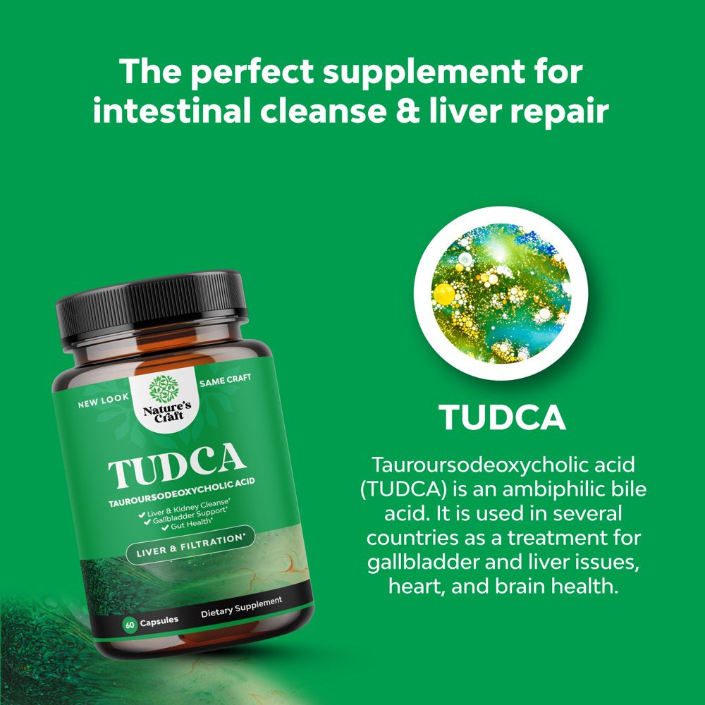 Advanced Bile Salt TUDCA Supplement - Extra Strength TUDCA 500Mg per Serving Bile Salts for Gallbladder Kidney and Liver Support - High Purity Tauro Ursodeoxycholic Acid Liver and Gallbladder Cleanse