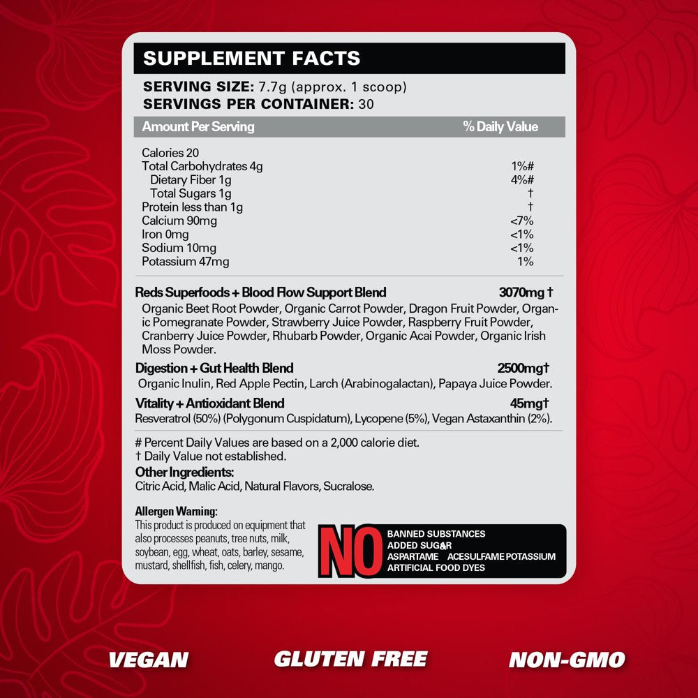 Ehplabs Oxyreds Superfood Beets Powder - Nitric Oxide Supplement, Organic Beet Root Powder, Immune Support Supplement & Prebiotics for Digestive Health, Beet Powder - Fruit Xplosion, 30 Servings