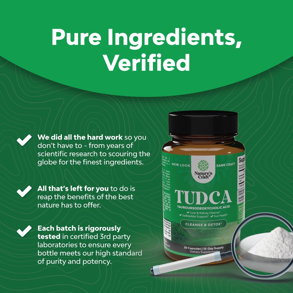 Advanced Bile Salt TUDCA Supplement - Extra Strength TUDCA 500Mg per Serving Bile Salts for Gallbladder Kidney and Liver Support - High Purity Tauro Ursodeoxycholic Acid Liver and Gallbladder Cleanse