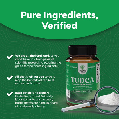 Advanced Bile Salt TUDCA Supplement - Extra Strength TUDCA 500Mg per Serving Bile Salts for Gallbladder Kidney and Liver Support - High Purity Tauro Ursodeoxycholic Acid Liver and Gallbladder Cleanse