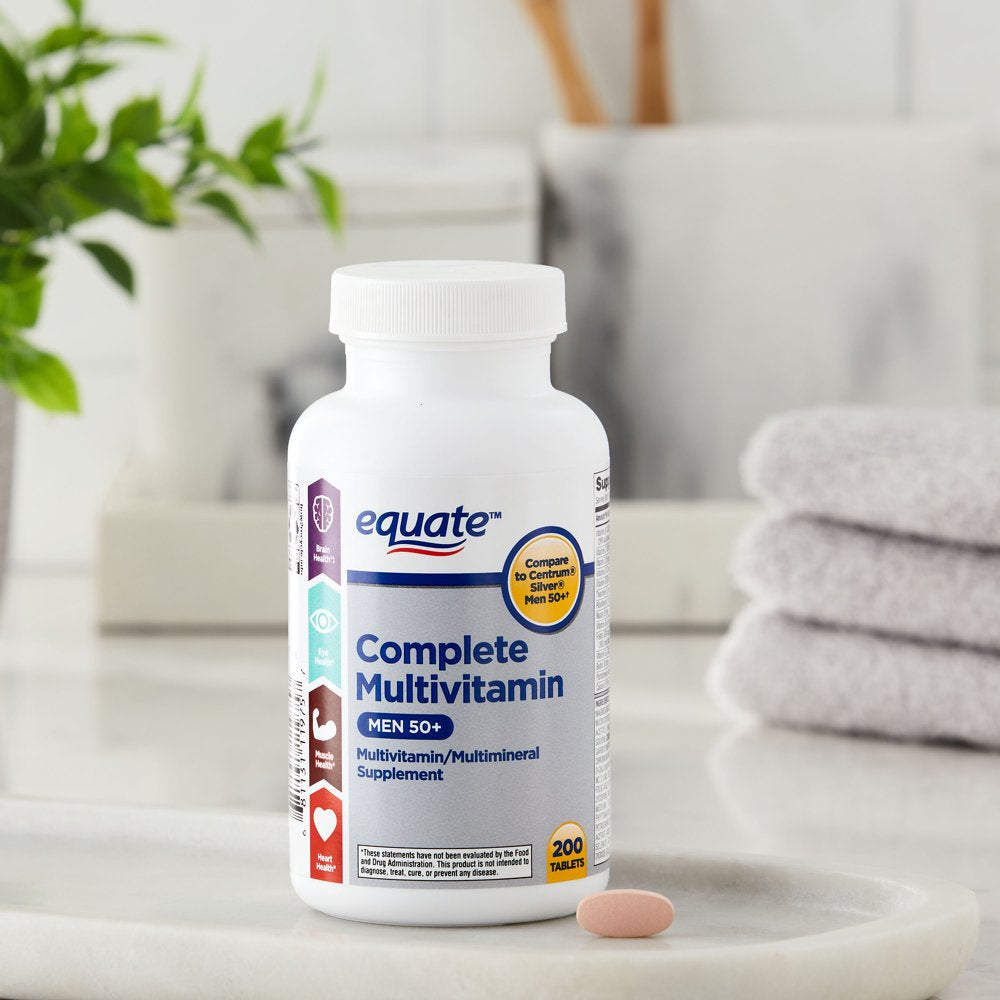 Equate Complete Multivitamin/Multimineral Supplement Tablets, Men 50+, 200 Count