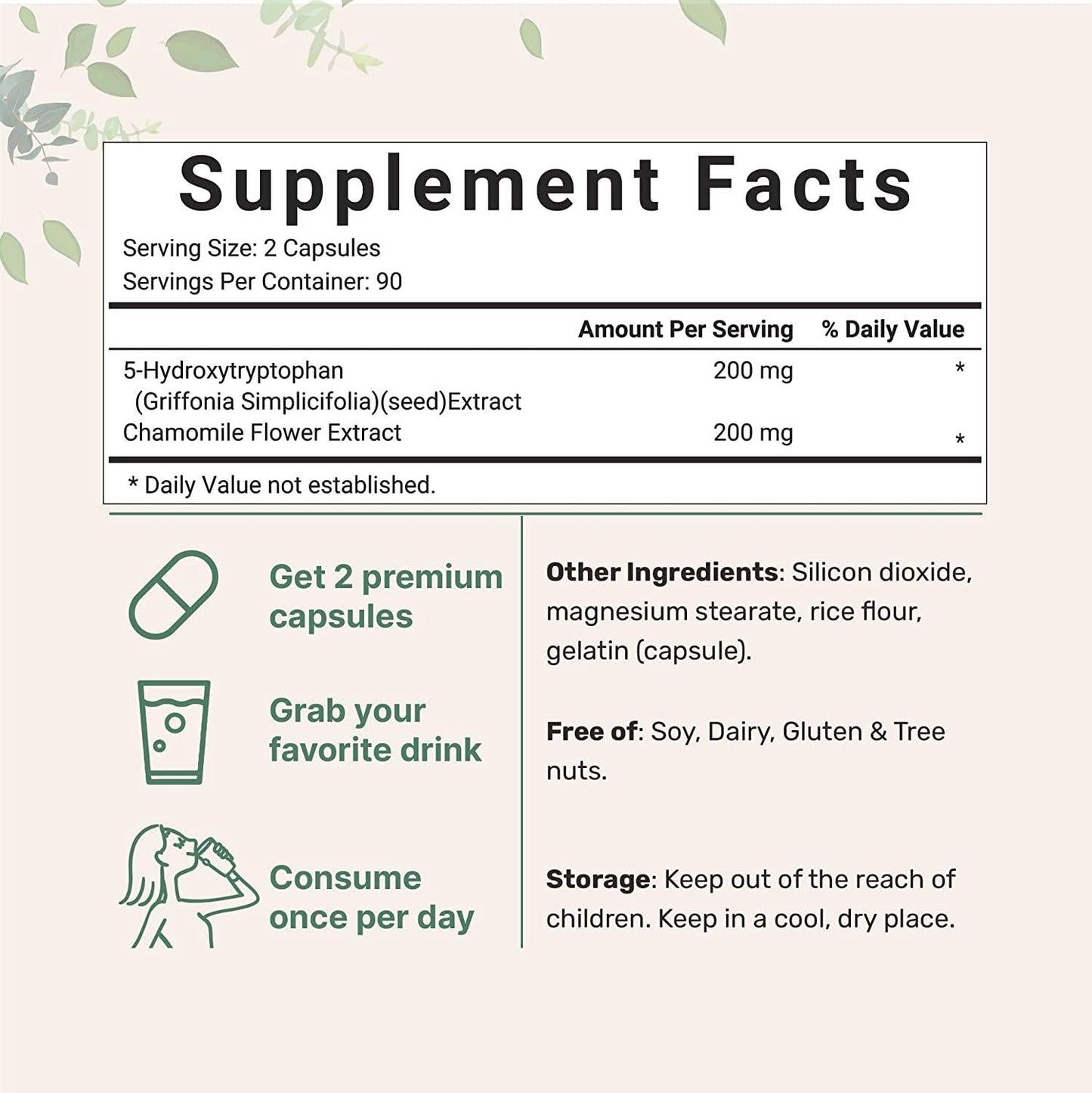 5HTP Pills (Liquid 5HTP Capsules), Griffonia Seed Extract, 200mg Per Serving, 180 Softgels, 5HTP for Sleep and 5HTP for Anxiety, Non-GMO