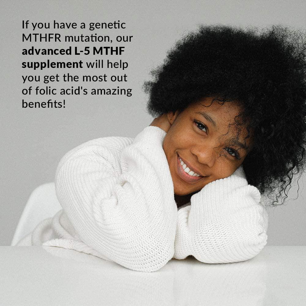 5MG L-5-MTHF by Intelligent Labs, L-5-Methyltetrahydrofolate Activated Folic Acid Supplement as Quatrefolic Acid - Activated Folate, 60 Capsules - 2 Months Supply! 5mg = 5000mcg MTHF!