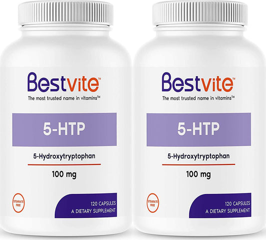 5-HTP 100mg (240 Capsules) (120 x 2) - No Stearates or Flow Agents - Gluten Free - Non GMO