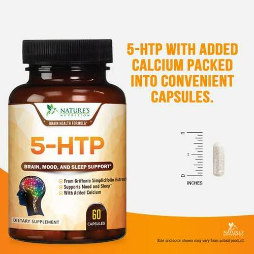 5-HTP 200mg Capsules - Extra Strength Support for Sleep and Stress, Bottled in USA, Best 5-Hydroxytryptophan Supplement for Men and Women, Supports Positive Mood - 120 Capsules