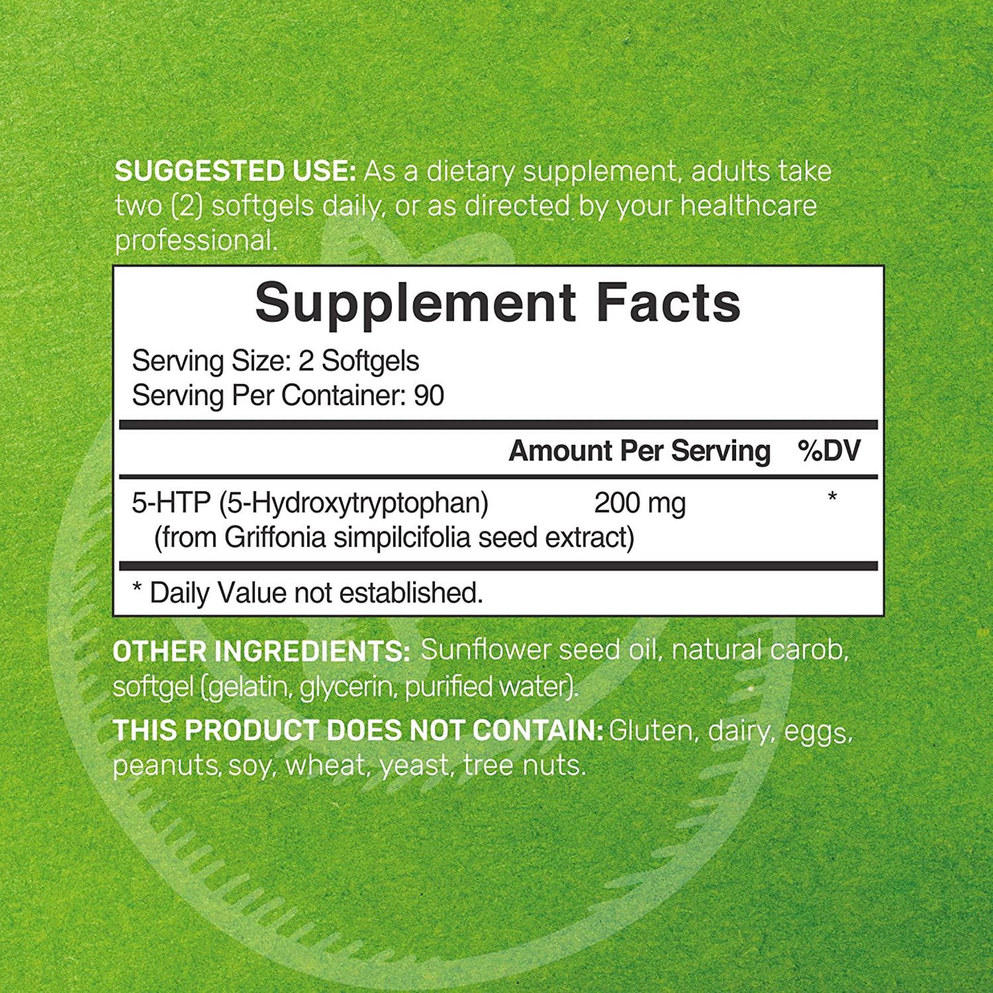 5-HTP 200mg Per Serving, 180 Softgels, 3 Months Supply, 98%+ Griffonia Seed Extract - Advanced 5 HTP Supplements, Non-GMO and Gluten Free