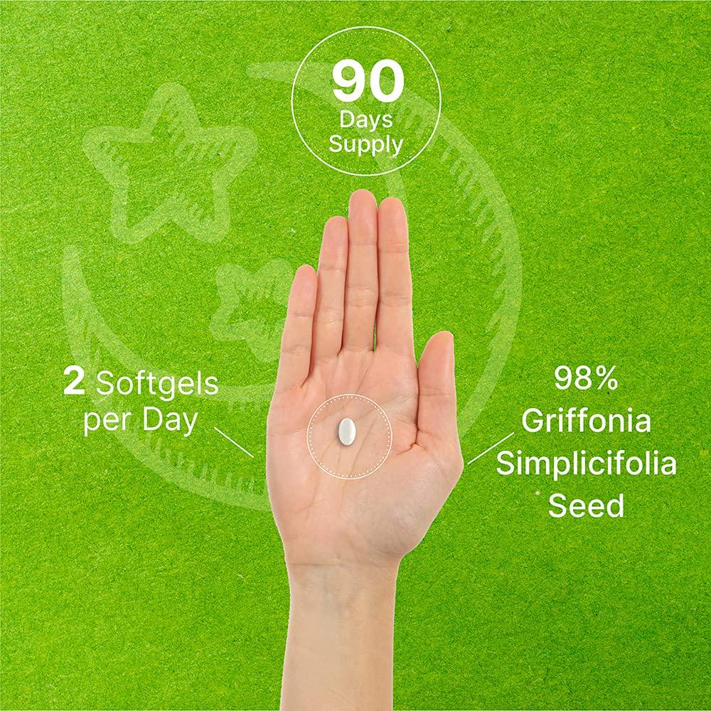 5-HTP 200mg Per Serving, 180 Softgels, 3 Months Supply, 98%+ Griffonia Seed Extract - Advanced 5 HTP Supplements, Non-GMO and Gluten Free